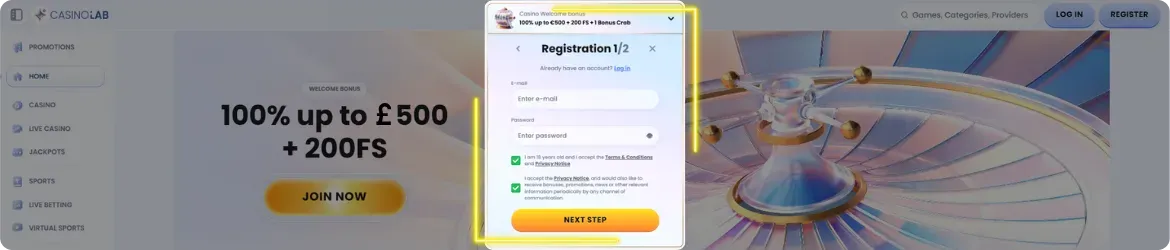 Register an account